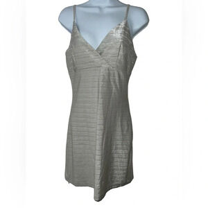 Vtg 579 women’s silver metallic slinky slip dress sz small